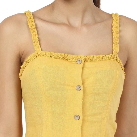βοΈ Mustard Yellow Linen Sundress π» Button-Front Beauty! πBundle & Save 20%/ - Picture 8 of 13